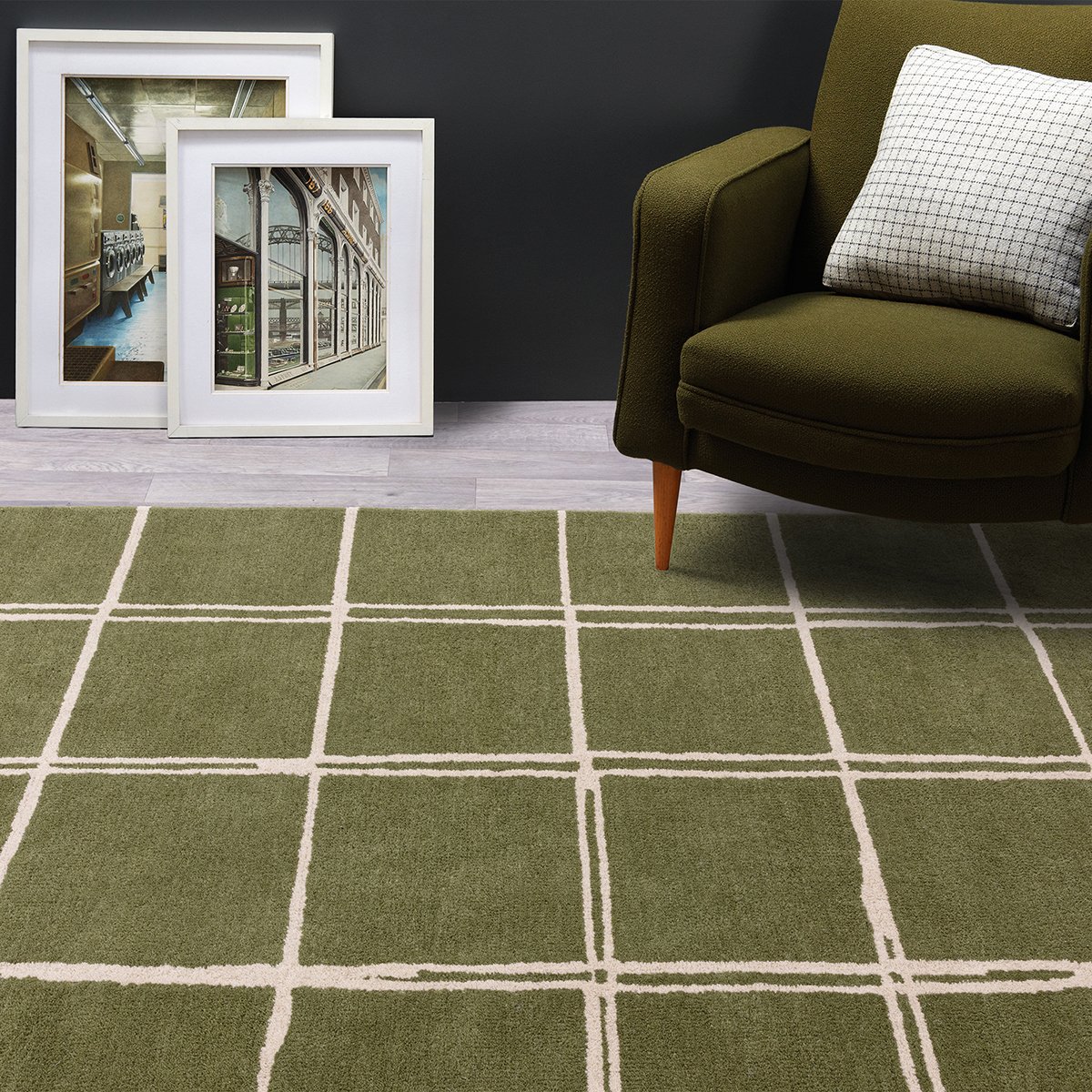 Asiatic Albany Grid Olive