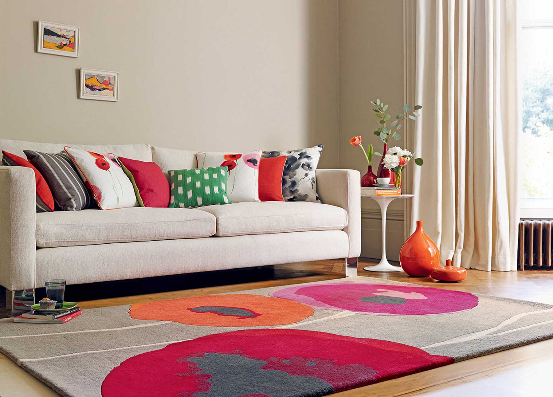 Sanderson Poppies Red Oran 45700