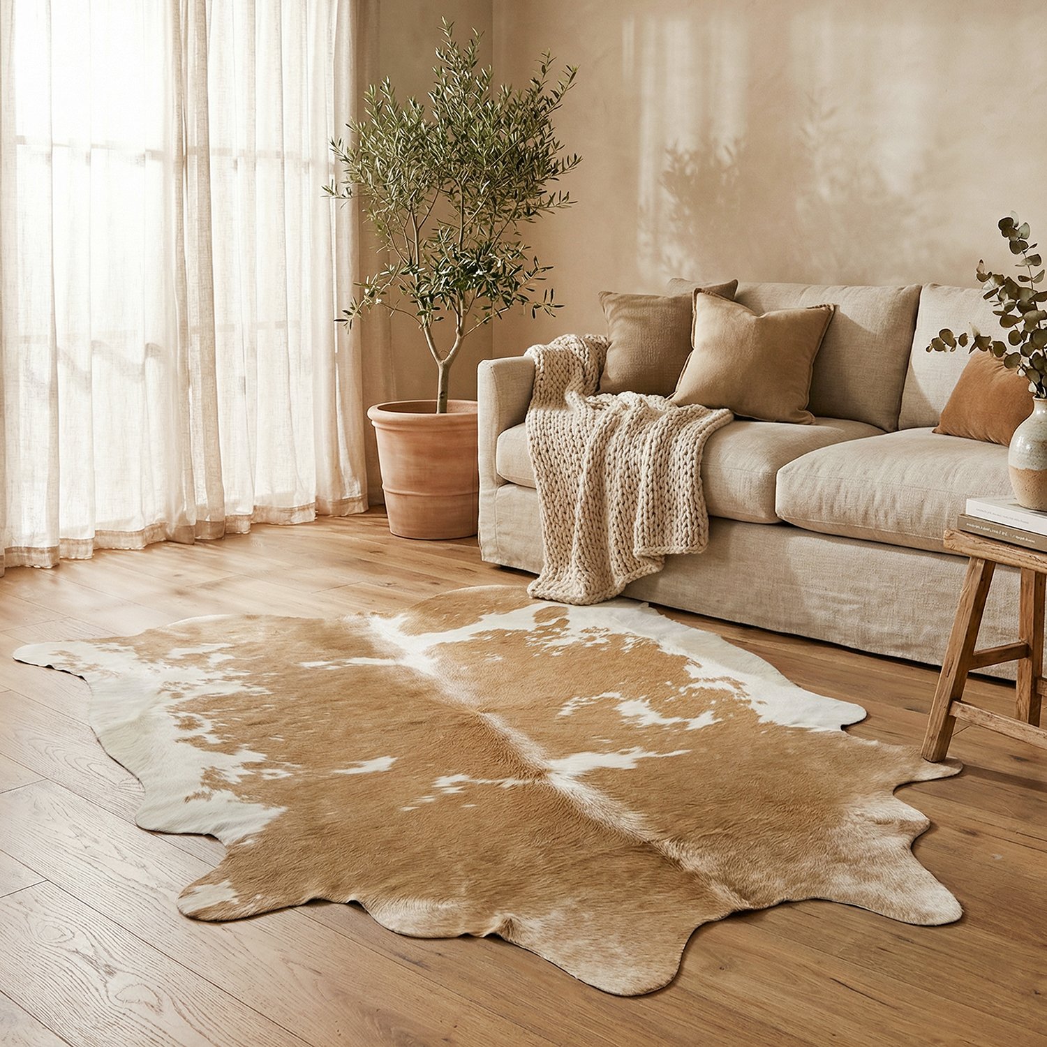 Premium Brazilian Cowhide Beige White